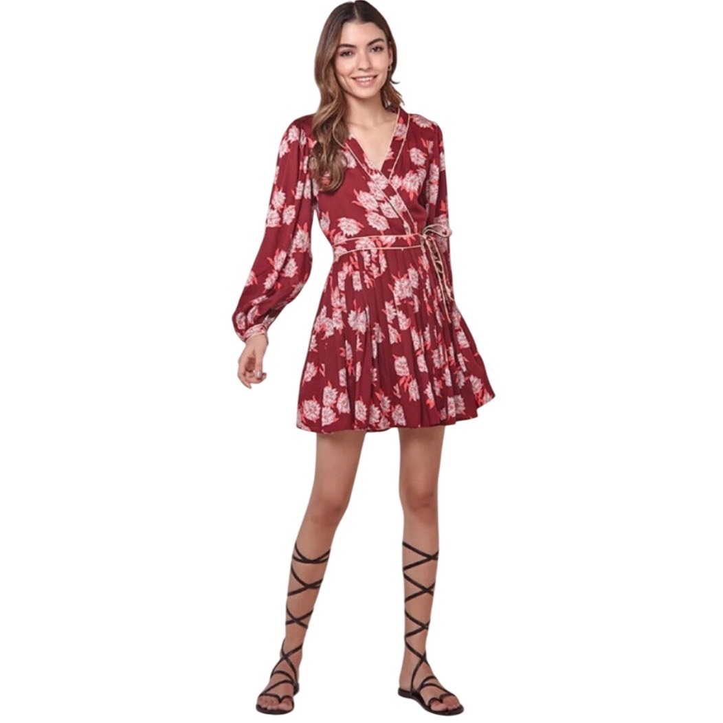 Anthropology Omika "Isla Merlot" Rae Wrap Mini Dress Size Xsmall True Wrap Dress